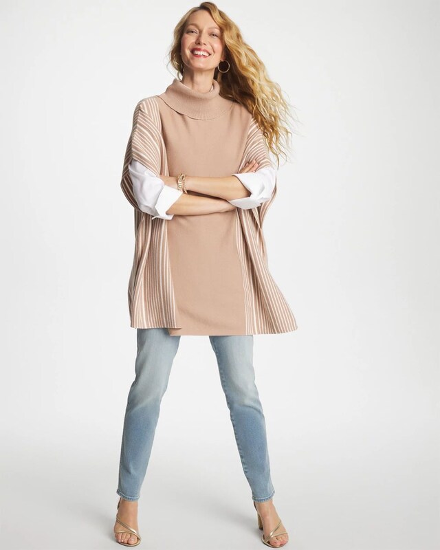 Turtleneck Sweater Poncho - image 2